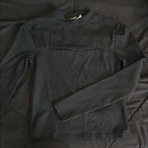 Elegant Black Cutout Long Sleeve Top